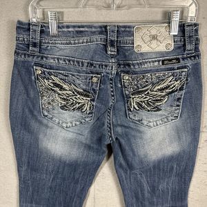 Miss Me Womens Mid-Rise Easy Boot Size 27 JE5463E3R Embellished 31" Inseam